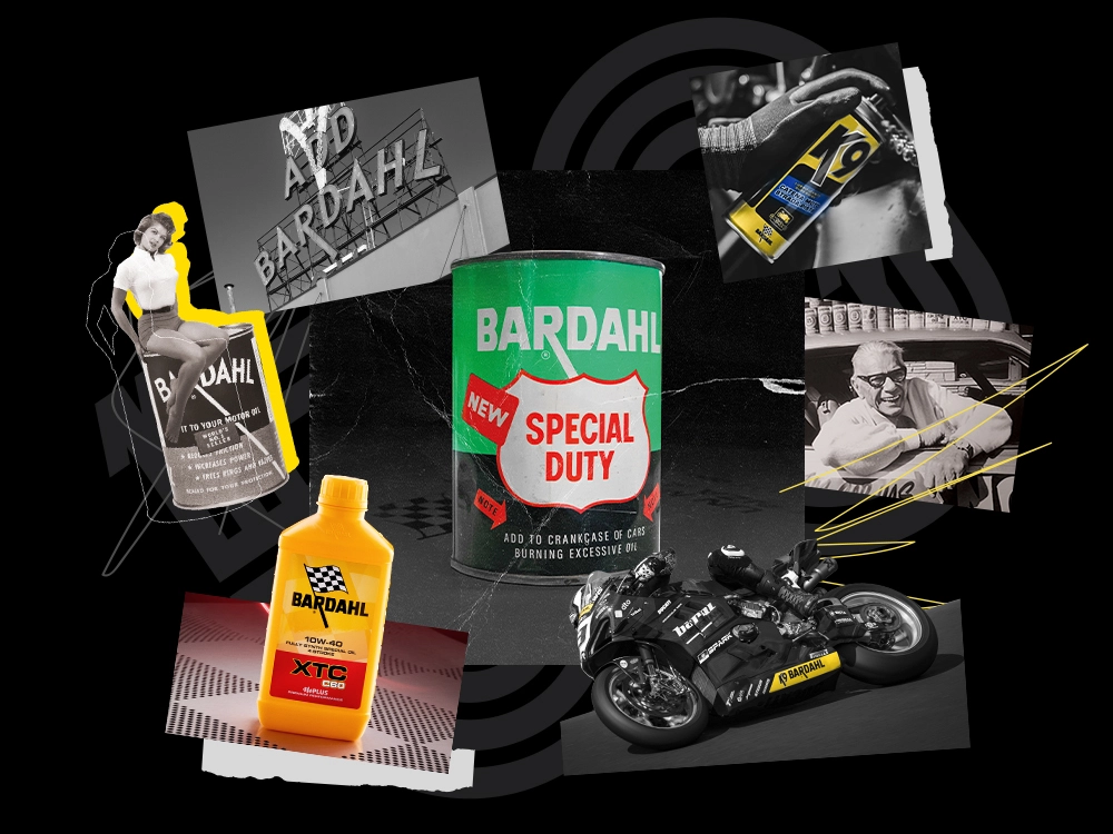 collage latta vintage olio motore prodotti bardahl moto barni